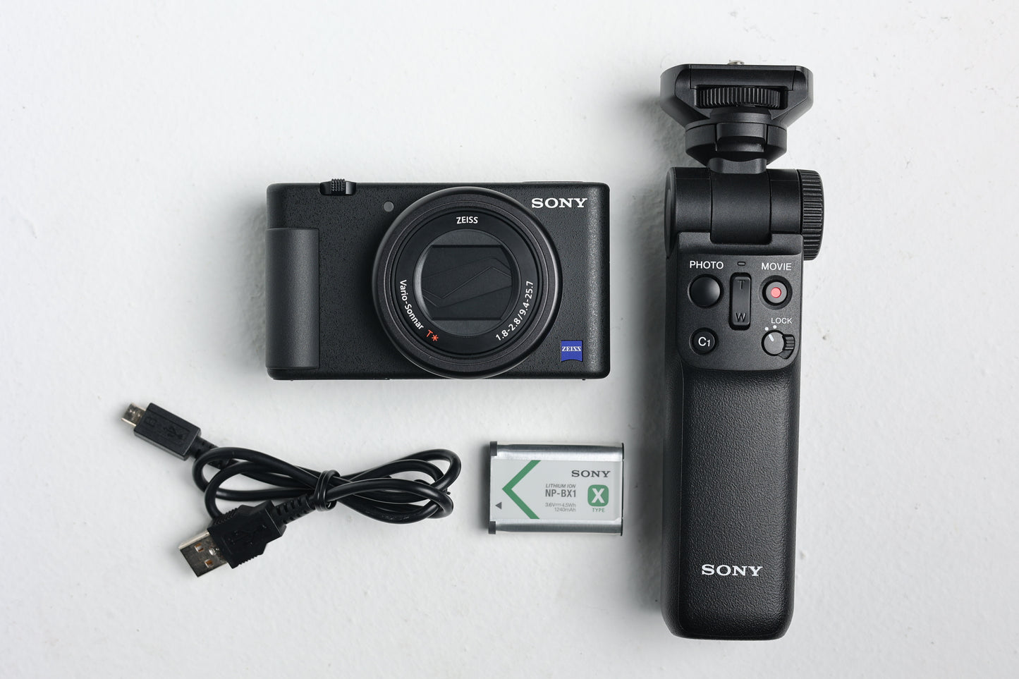 Sony ZV1/B/6507433 DCZV1 Camera + GPVPT2BT Wireless Shooting Grip, Black, Used
