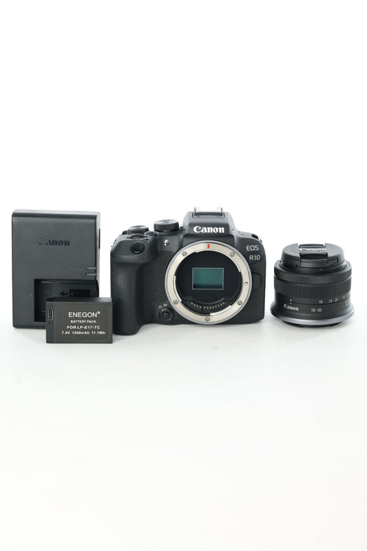 Canon EOSR10CCK/05107 EOS R10 Content Creator Kit (RF-S 18-45mm + DME100 Mic + HG100TBR Tripod), Used