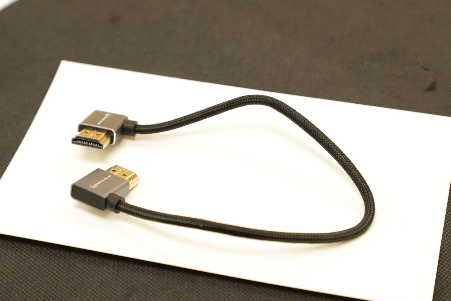 Kondor Blue Right-Angle to Left-Angle High-Speed HDMI Cable (Raven Black, 12"), Used