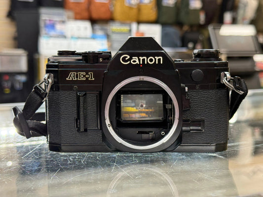 Canon AE1-50F14-16564 AE-1 35mm Film Camera (Black) W/FD 50mm f/1.4 S.S.C. Lens, Used CANON
