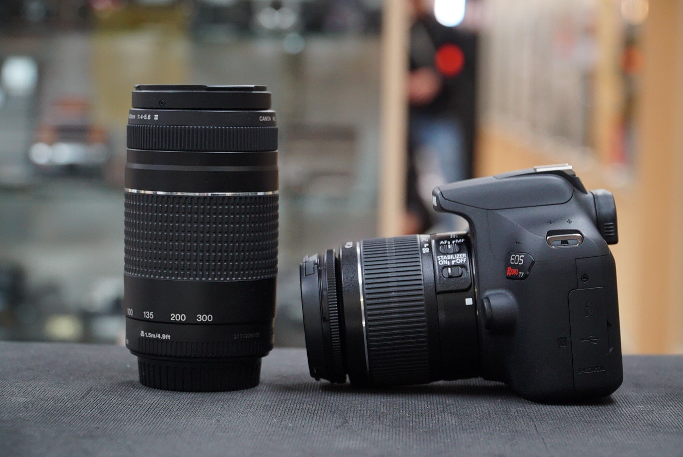 Canon EOSREBELT7/DUALLENS/33681 Rebel T7, EF-S 18-55mm f/4-5.6 IS STM + EF 75-300mm f/4-5.6 III, Used
