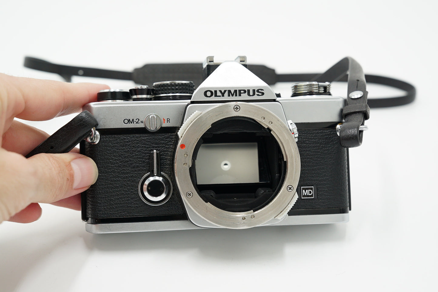Olympus OM2N/95712 OM-2n Film Camera + Zuiko 50mm f/1.8 Lens + Vivitar 28mm f/2.8 + Shutter Release Cable, Used