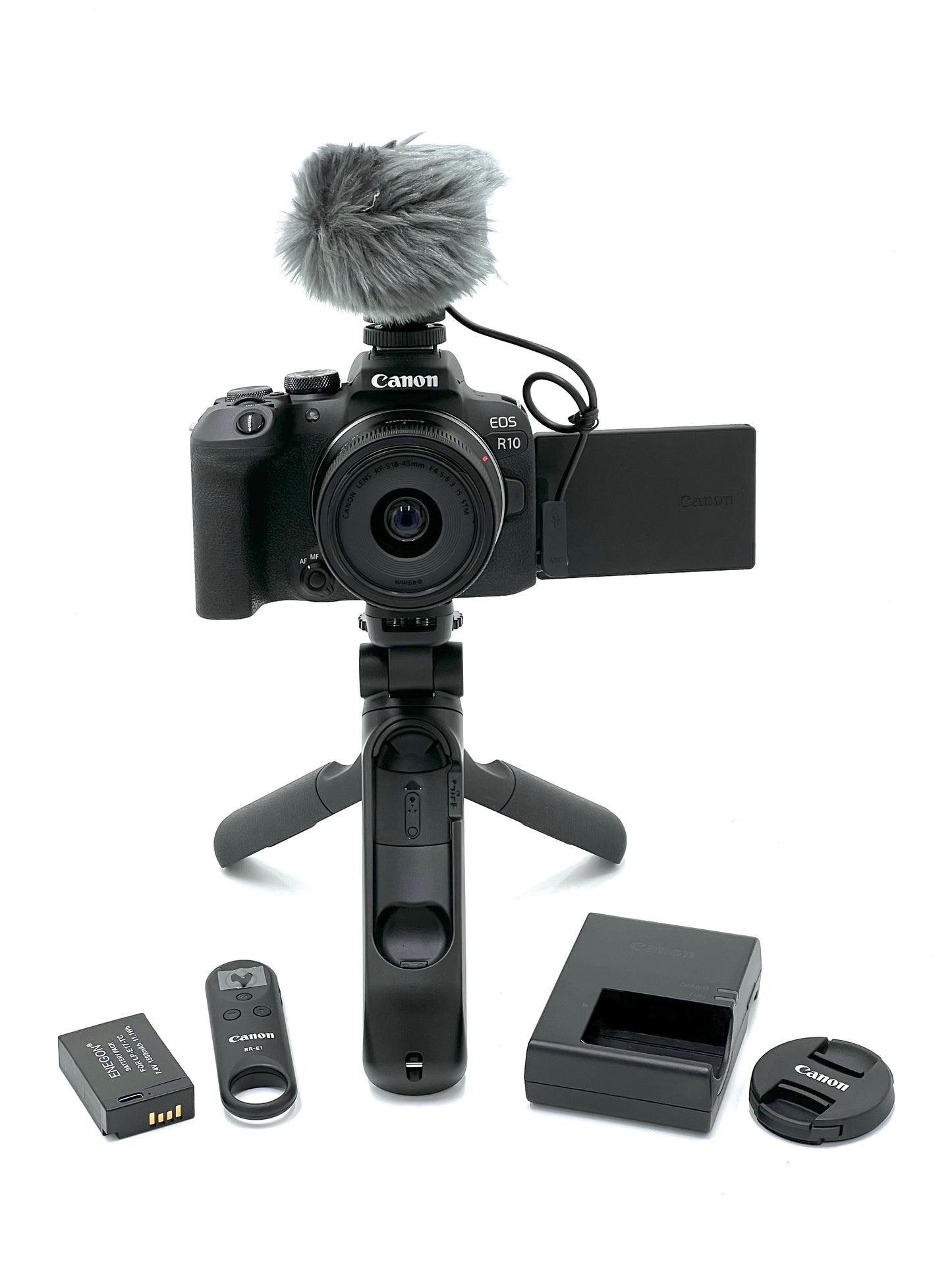 Canon EOSR10CCK/05107 EOS R10 Content Creator Kit (RF-S 18-45mm + DME100 Mic + HG100TBR Tripod), Used