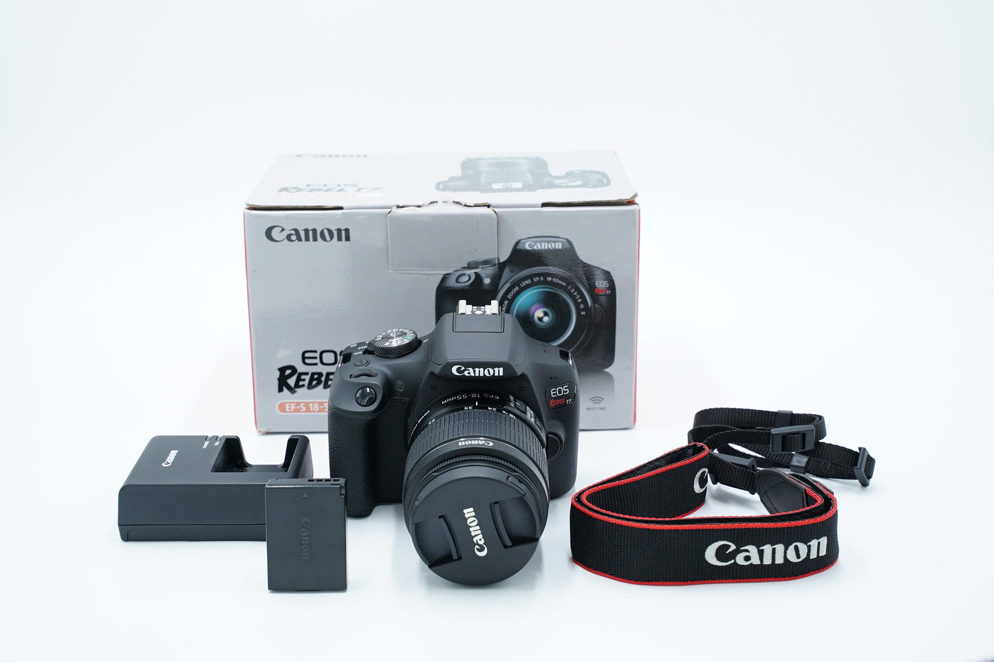 Canon EOSREBELT7/1855/23631 Rebel T7, EF-S 18-55mm f/3.5-5.6 IS II, Used