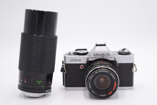 Minolta XG1/29473 XG1 35mm Manual SLR Camera + Albinar Dual Lens Kit (FOR PARTS), Used