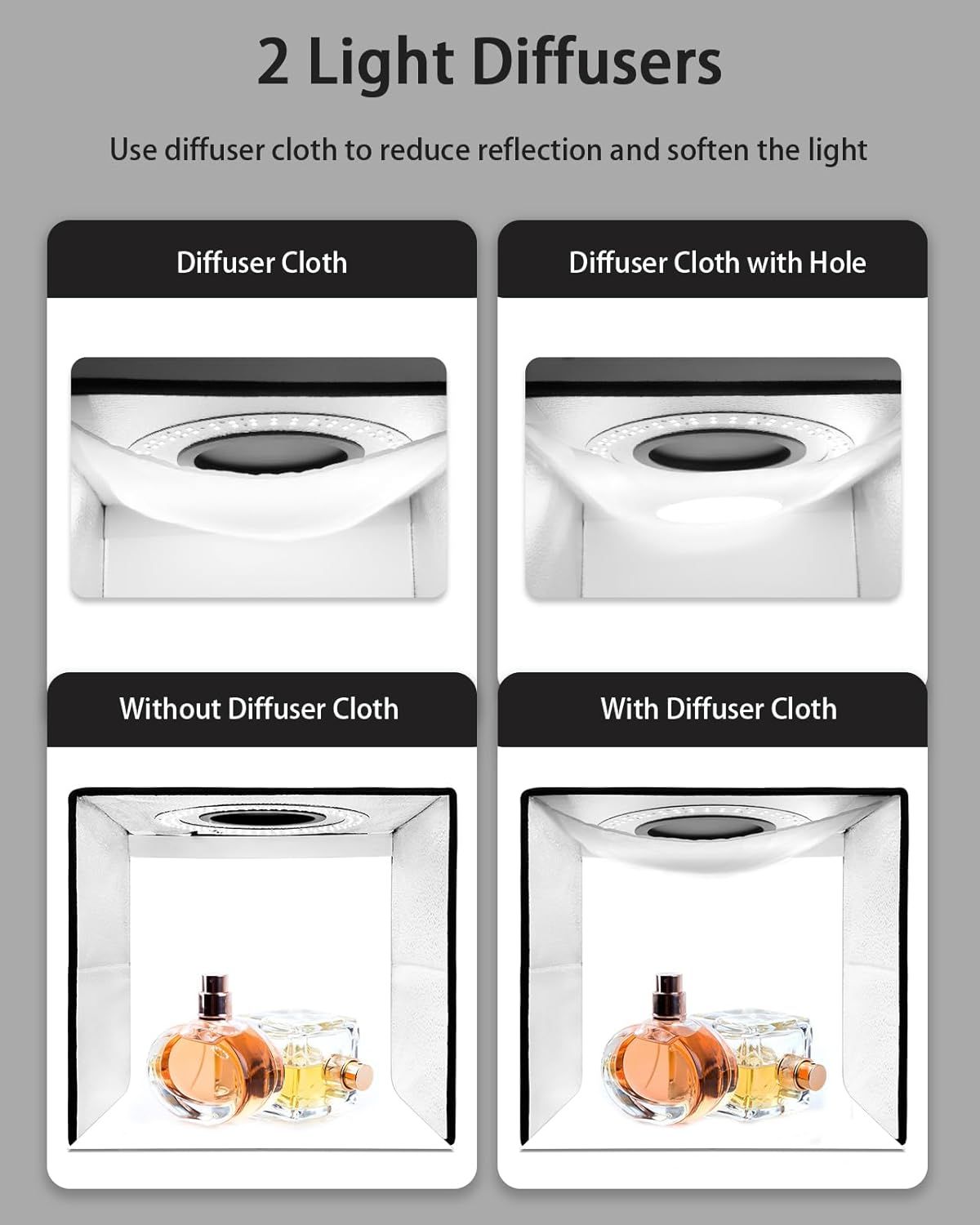 DUCLUS Light Box Photography, Portable Photo Studio Booth Box, 10" x 10" Professional Mini Shooting Tents with 104 LED Lights Dimmable, 6 Backdrops for Small Product: Jewelry, Miniature Models etc.