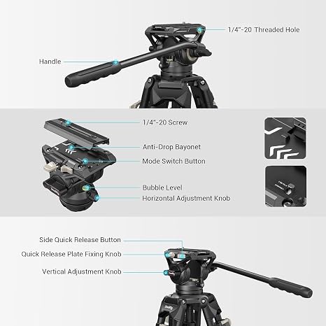 SmallRig AD-01 Heavy-Duty Tripod with Fluid Head, Open Box