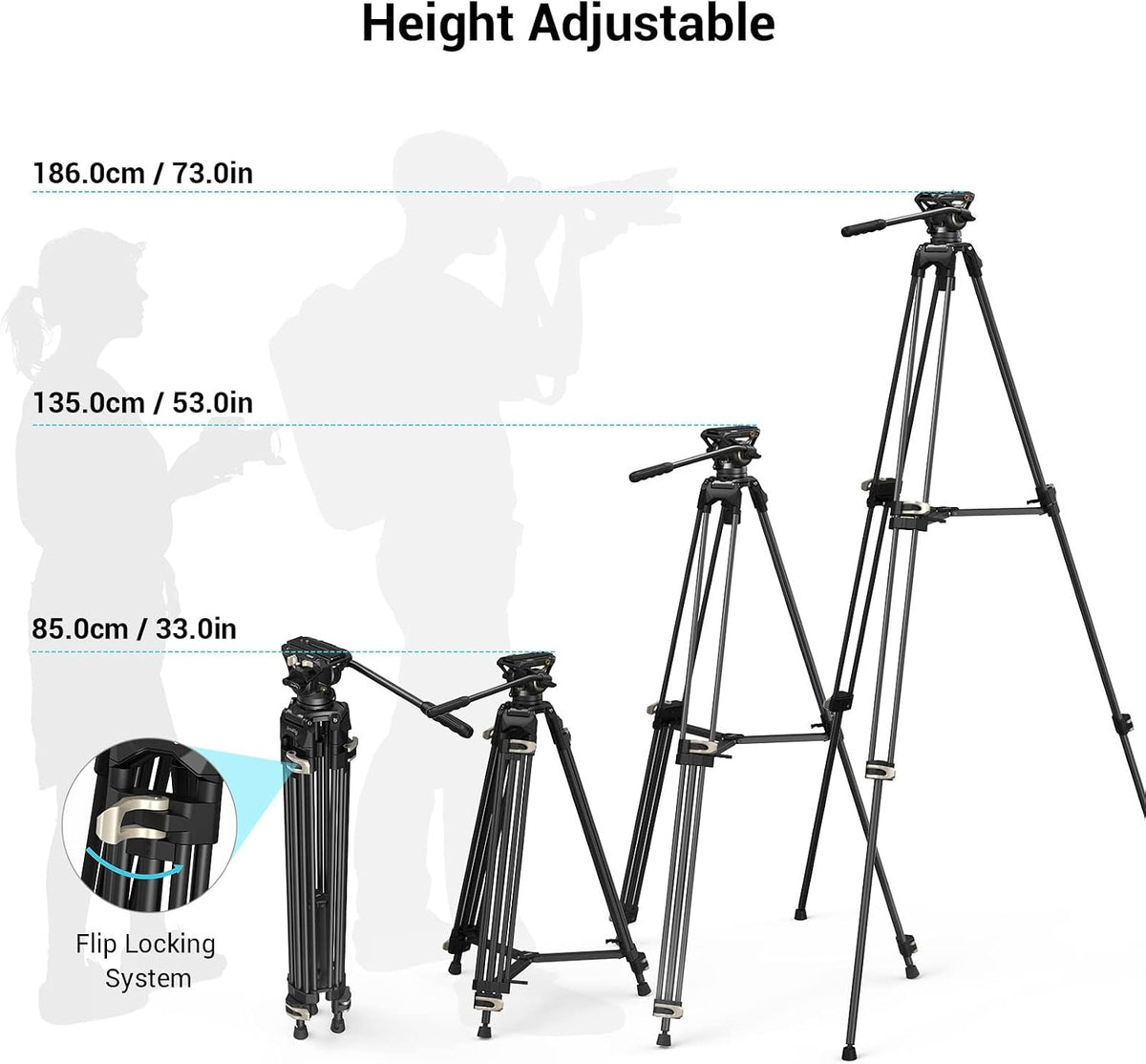 SmallRig AD-01 Heavy-Duty Tripod with Fluid Head, Open Box