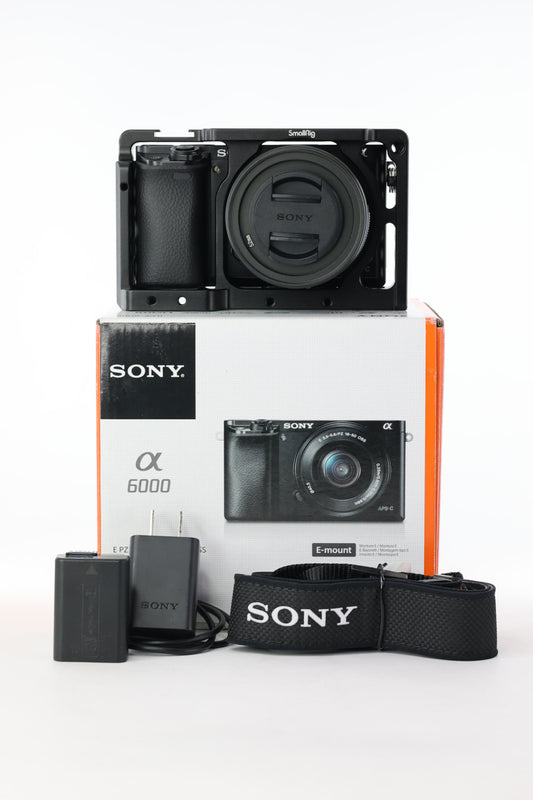 Sony A6000L/6573113, A6000, E PZ 16-50mm f/3.5-5.6 OSS, Black + Smallrig Rig Cage, Used
