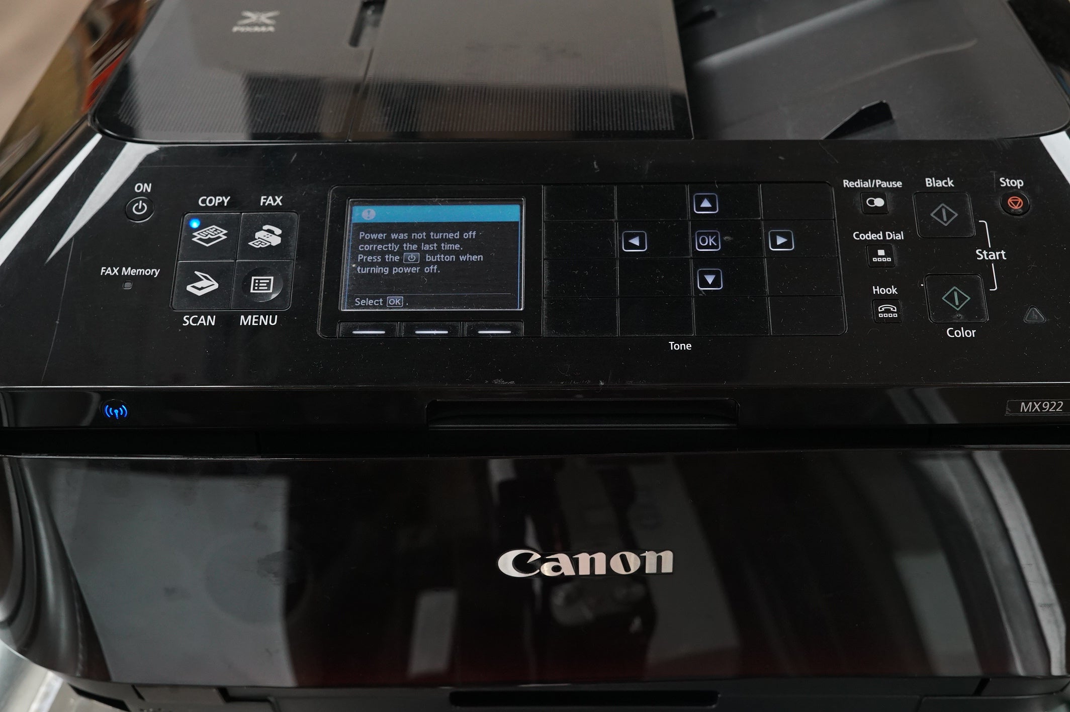 Canon PIXMA MX922 All-in-One Wireless Office Printer-Copy-Scan-Fax #52074, Used