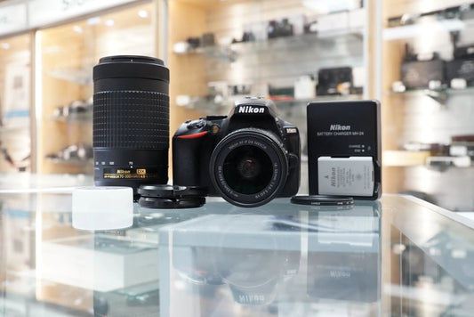 Nikon D5600 DSLR Camera Body w/2-Lens Kit (AF-P 18-55mm f/2.5-5.6 & 70-300mm f/4.5-6.3), Used