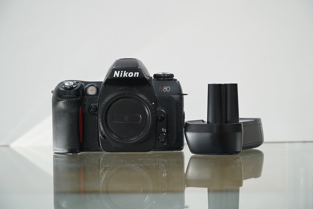 Nikon N80 35mm Film SLR Camera W/Battery Grip #04176, Used