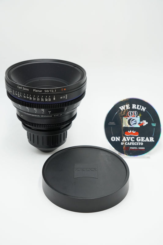 Zeiss CP250T21-PL-12928 CP.2 50mm T2.1 Compact Prime Planar T* Manual Cine Lens with PL-Mount, Black with Metric Focus Scale, Used