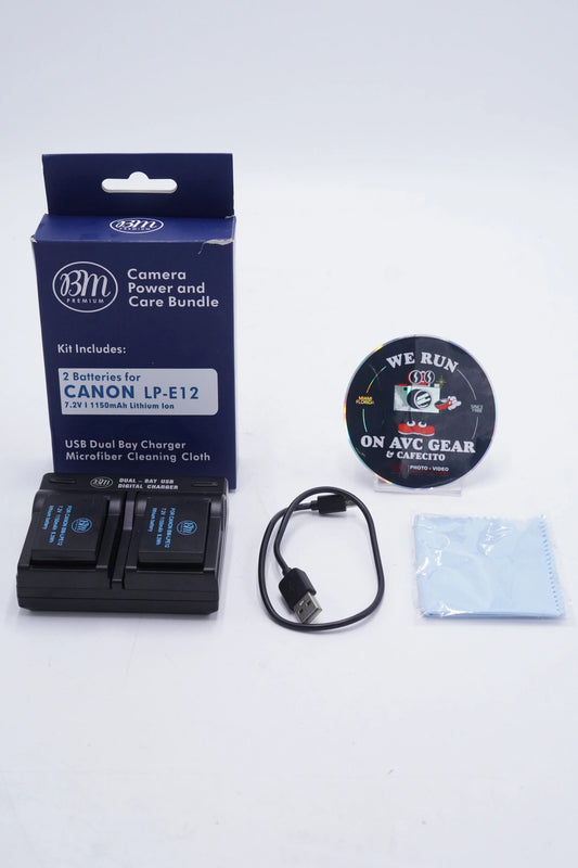 BM Premium BM-2B8 2-Pack of LP-E12 Batteries and USB Dual Battery Charger for Canon, Used - AVC photo video store