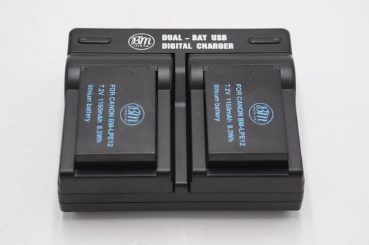 BM Premium BM-2B8 2-Pack of LP-E12 Batteries and USB Dual Battery Charger for Canon, Used - AVC photo video store