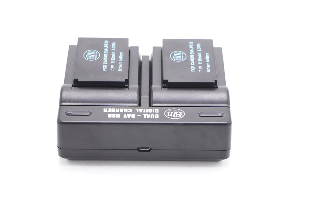 BM Premium BM-2B8 2-Pack of LP-E12 Batteries and USB Dual Battery Charger for Canon, Used - AVC photo video store
