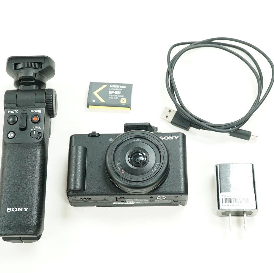 Sony ZV-1F Vlogging Camera (Black) with Shooting Grip #6511324,Used