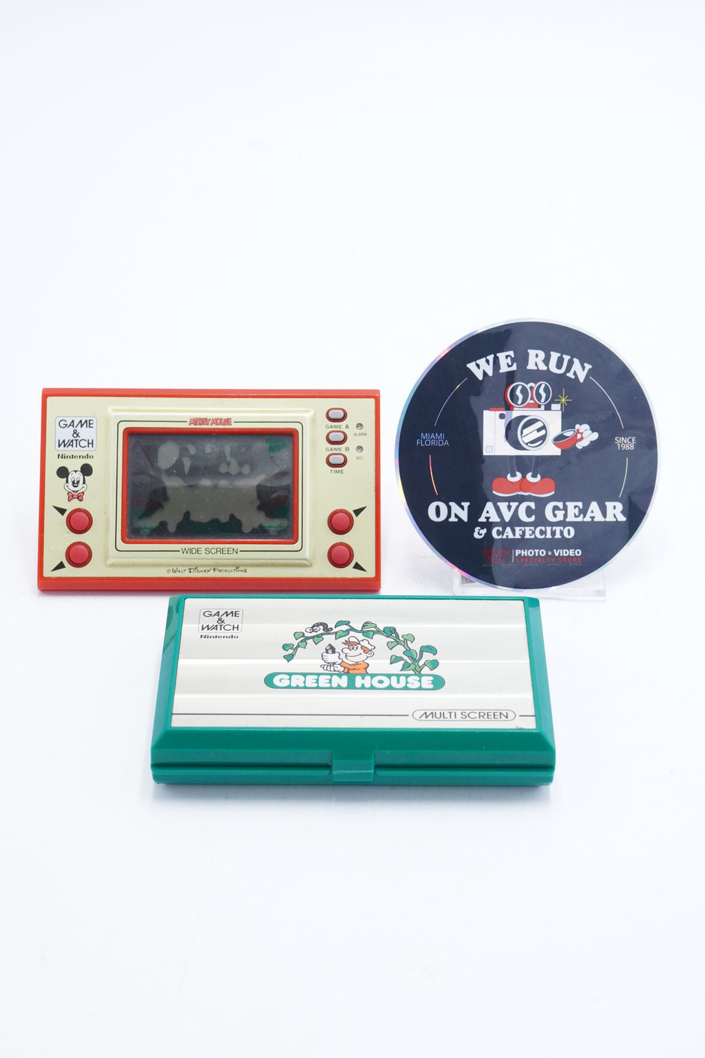 Nintendo Game & Watch Green House Multi Screen and Mickey Mouse Wide Screen Bundle, Used (FOR PARTS) - AVC photo video store