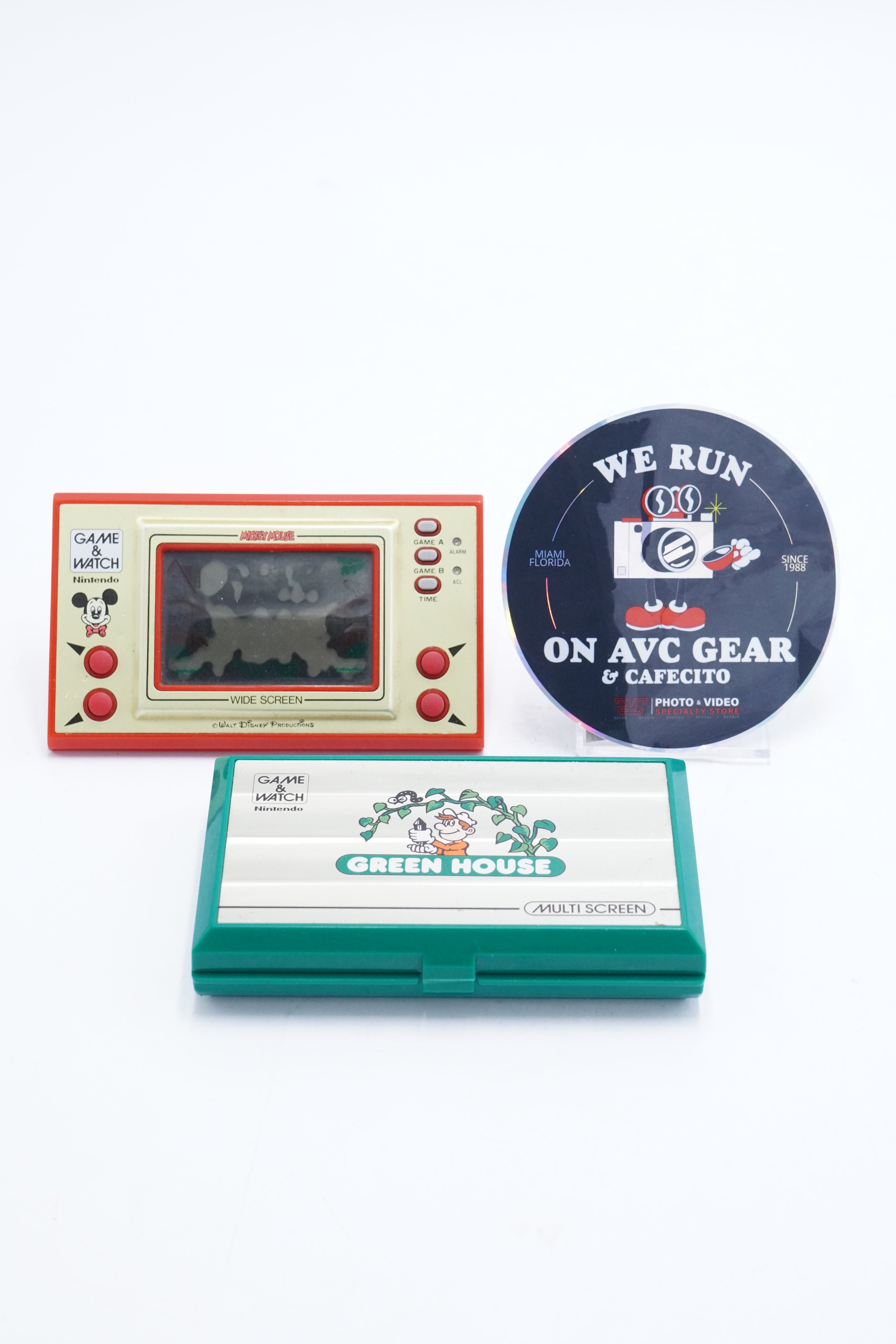 Nintendo Game & Watch Green House Multi Screen and Mickey Mouse Wide Screen Bundle, Used (FOR PARTS) - AVC photo video store