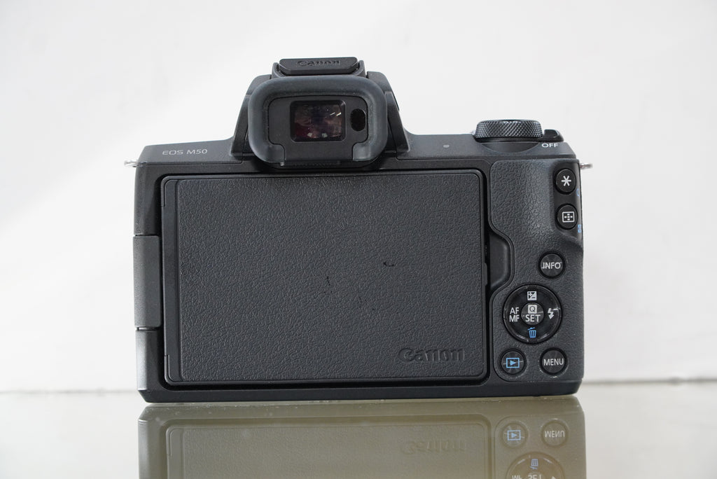 Canon EOS M50 Mirrorless Camera with 15-45mm Lens + Fotodiox pro EF to EOS M Adapter #03932, Used