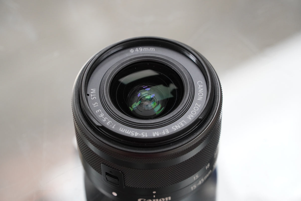 Canon EOS M50 Mirrorless Camera with 15-45mm Lens + Fotodiox pro EF to EOS M Adapter #03932, Used