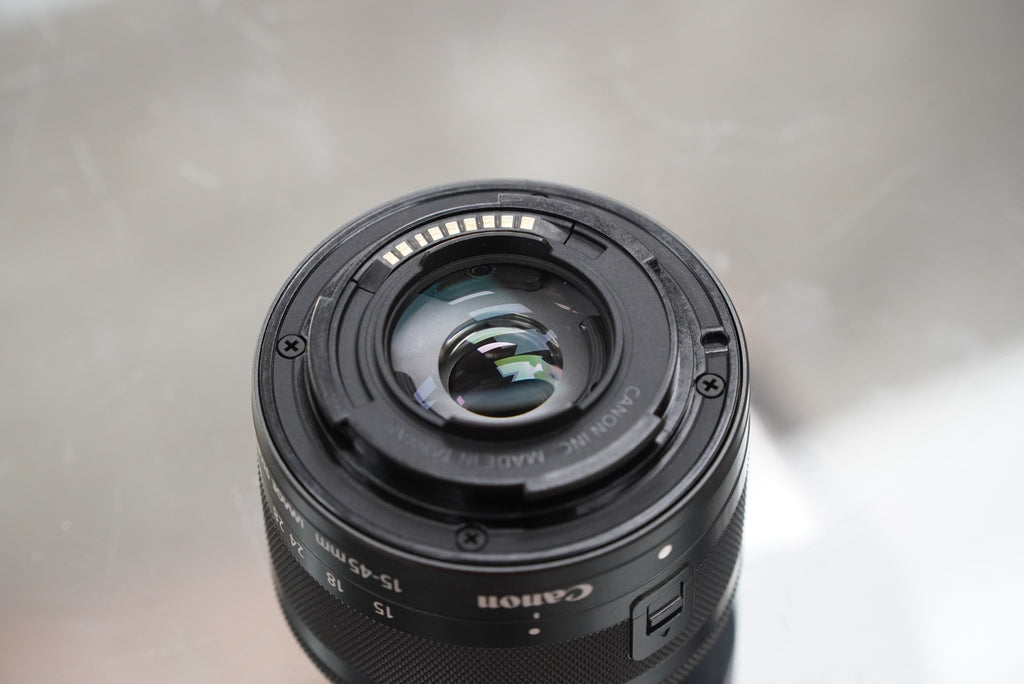 Canon EOS M50 Mirrorless Camera with 15-45mm Lens + Fotodiox pro EF to EOS M Adapter #03932, Used