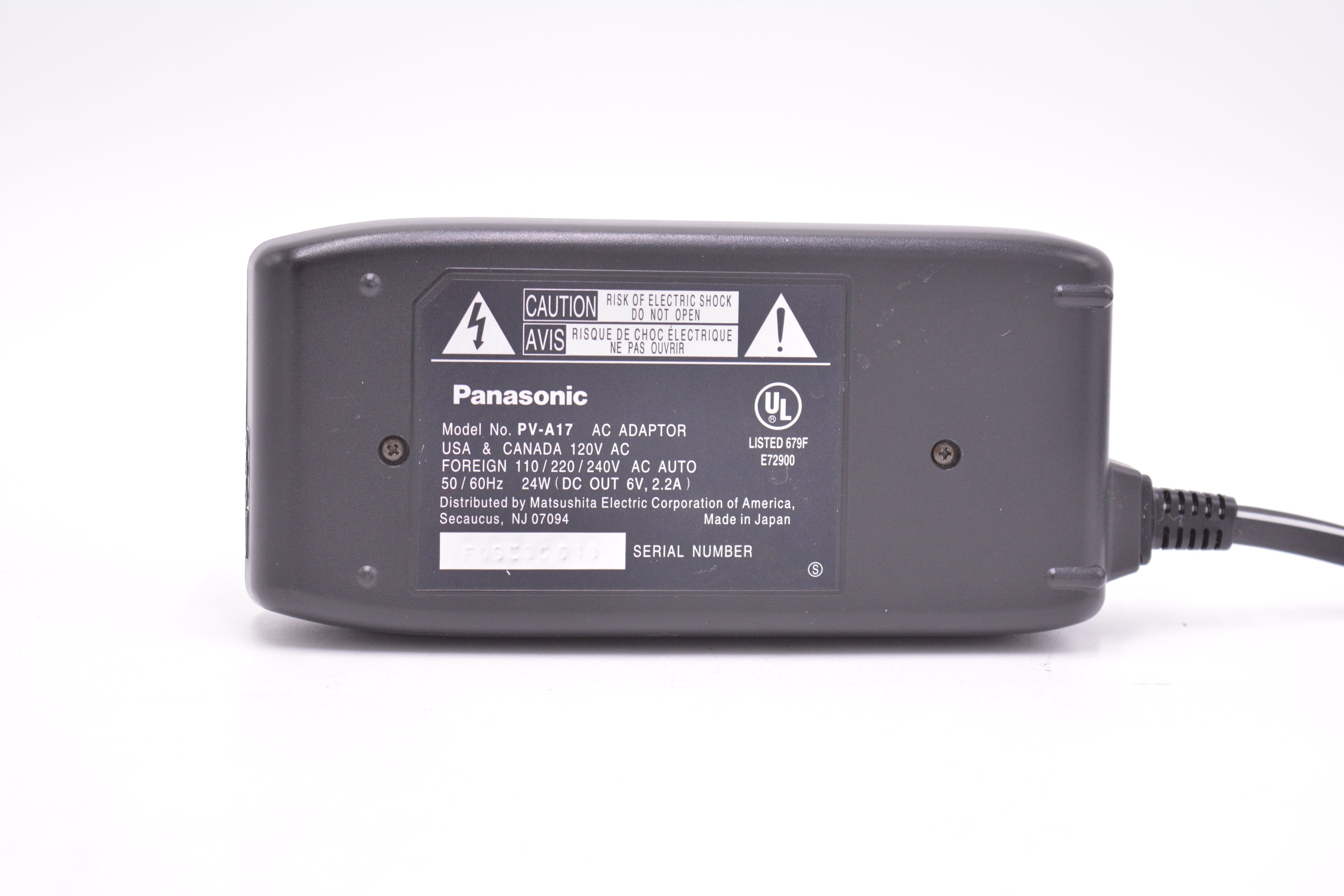 Panasonic PV-A17-36688 Video AC Adaptor, Used - AVC photo video store