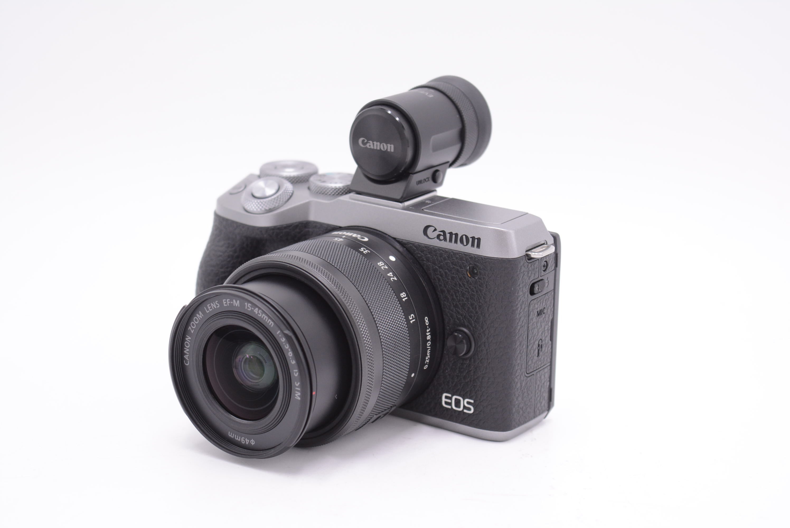 Canon EOSM6MII/EFM1545/00595 EOS M6 Mark II Mirrorless Camera W/EF-M 15-45mm f.3.5-6.3 Lens + EVF-DC2 Micro Viewfinder, Used - AVC photo video store