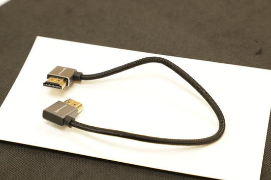 Kondor Blue Right-Angle to Left-Angle High-Speed HDMI Cable (Raven Black, 12"), Used