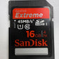 SANDISK 16GBSDHC-2025G Extreme 16GB SDHC I Class 10, Used SANDISK