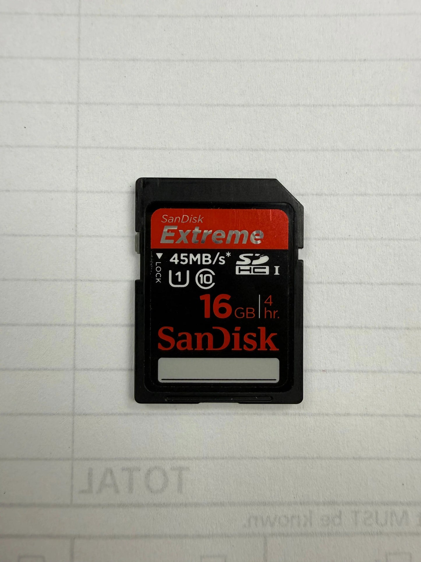 SANDISK 16GBSDHC-2025G Extreme 16GB SDHC I Class 10, Used SANDISK
