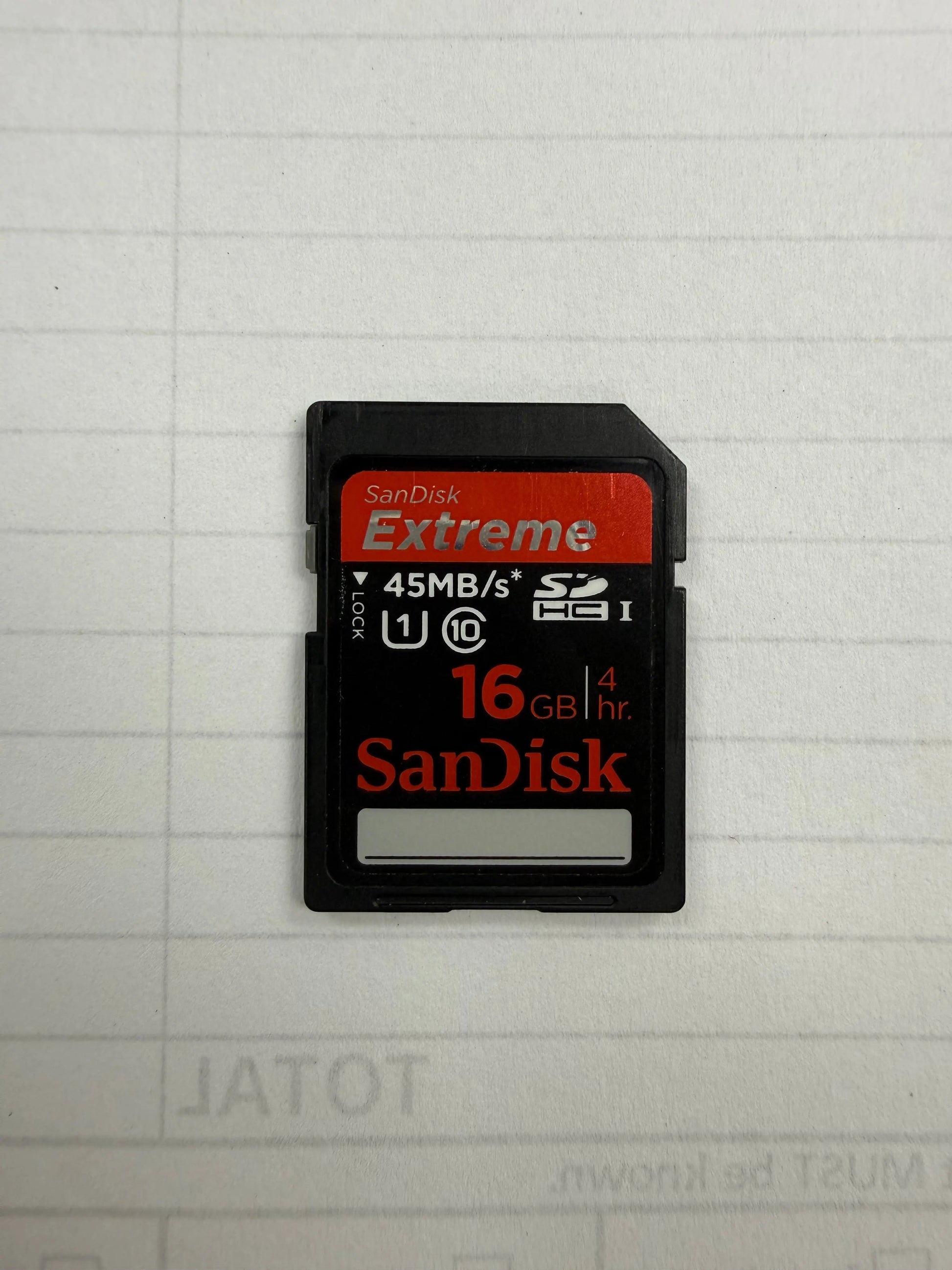 SANDISK 16GBSDHC-2025G Extreme 16GB SDHC I Class 10, Used SANDISK