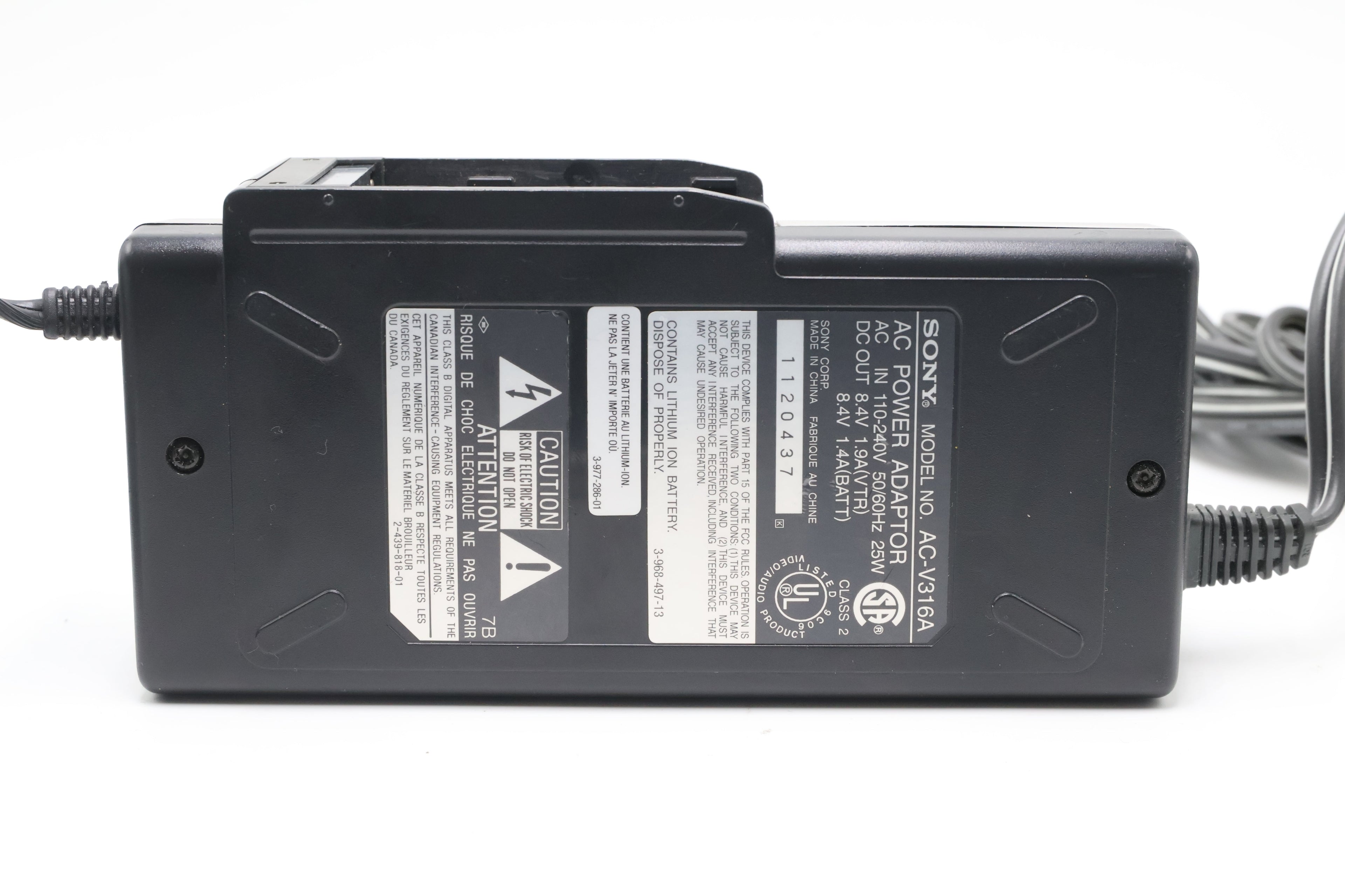 Sony AC-V316-20437 AC-V316 Power Adapter Battery Charger 110-240V for Sony Camcorders, Used - AVC photo video store
