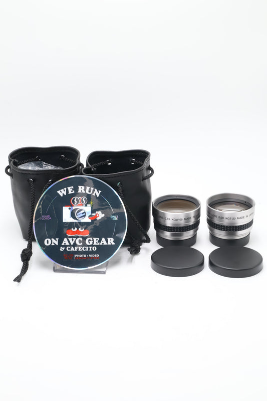 Kenko Set of 2-Digital Wide 0.5X KGW-05 and Telephoto 2.0X KGT-20 Mini Camcorder Conversion Lens, Used - AVC photo video store