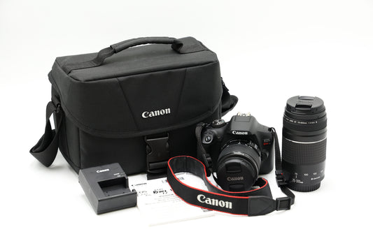 Canon EOSREBELT7/DUALLENS/25199 Rebel T7, EF-S 18-55mm f/4-5.6 IS STM + EF 75-300mm f/4-5.6 III, Used