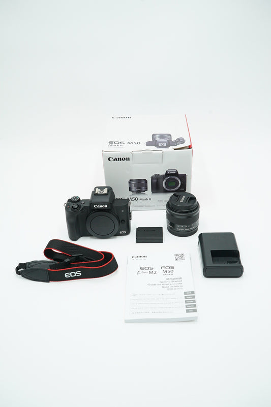 Canon M50IIB/1545/00414 EOS M50 Mark II + 15-45mm Lens, Black, Used