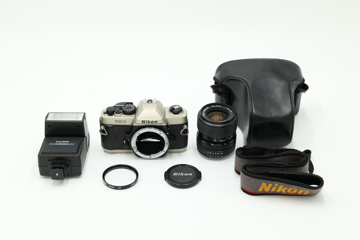 Nikon FM10/3570/18512 FM10 Film Camera w/35-70mm Lens + Kalimar Flash, Used