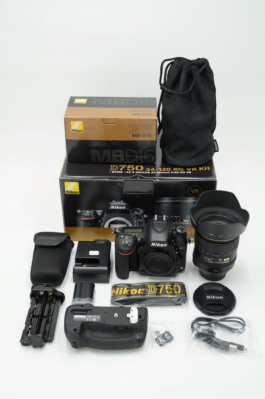 Nikon D750/24120/60737 D750, AF-S 24-120mm f/4G ED VR + MBD16 Grip, Used