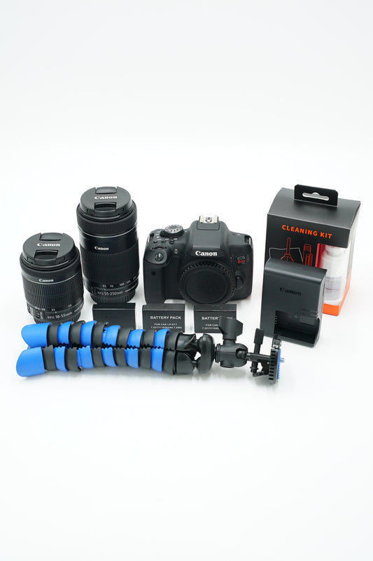 Canon EOSREBELT6iBUNDLE/00563 EOS T6i + EF-S 18-55mm f/3.5-5.6 IS STM + EF-S 55-250mm f/4-5.6 IS STM + Mini Tripod, Used