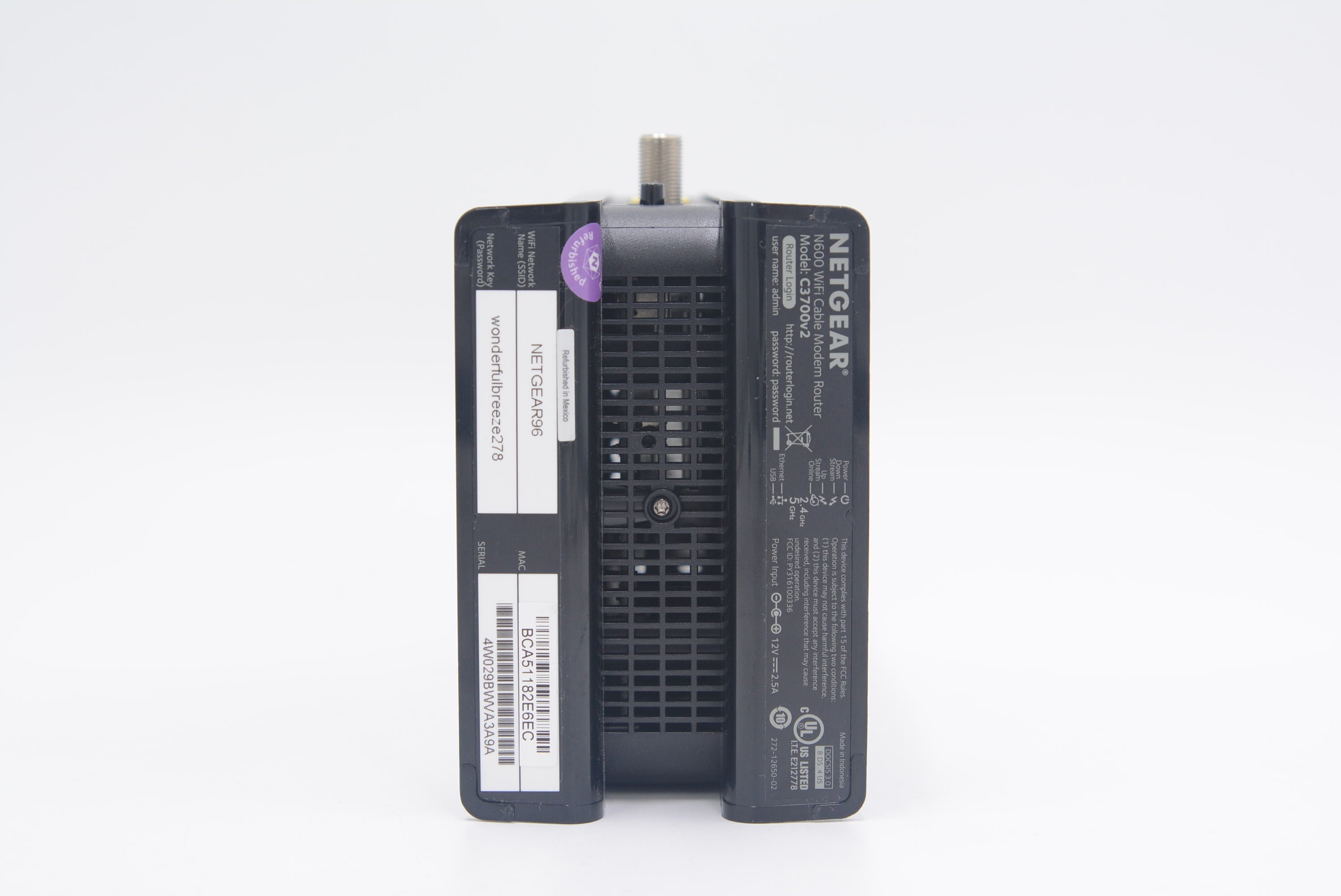 Netgear C3700V2/A3A9A C3700 V2 N600 WiFi Cable Modem Router, Used - AVC photo video store