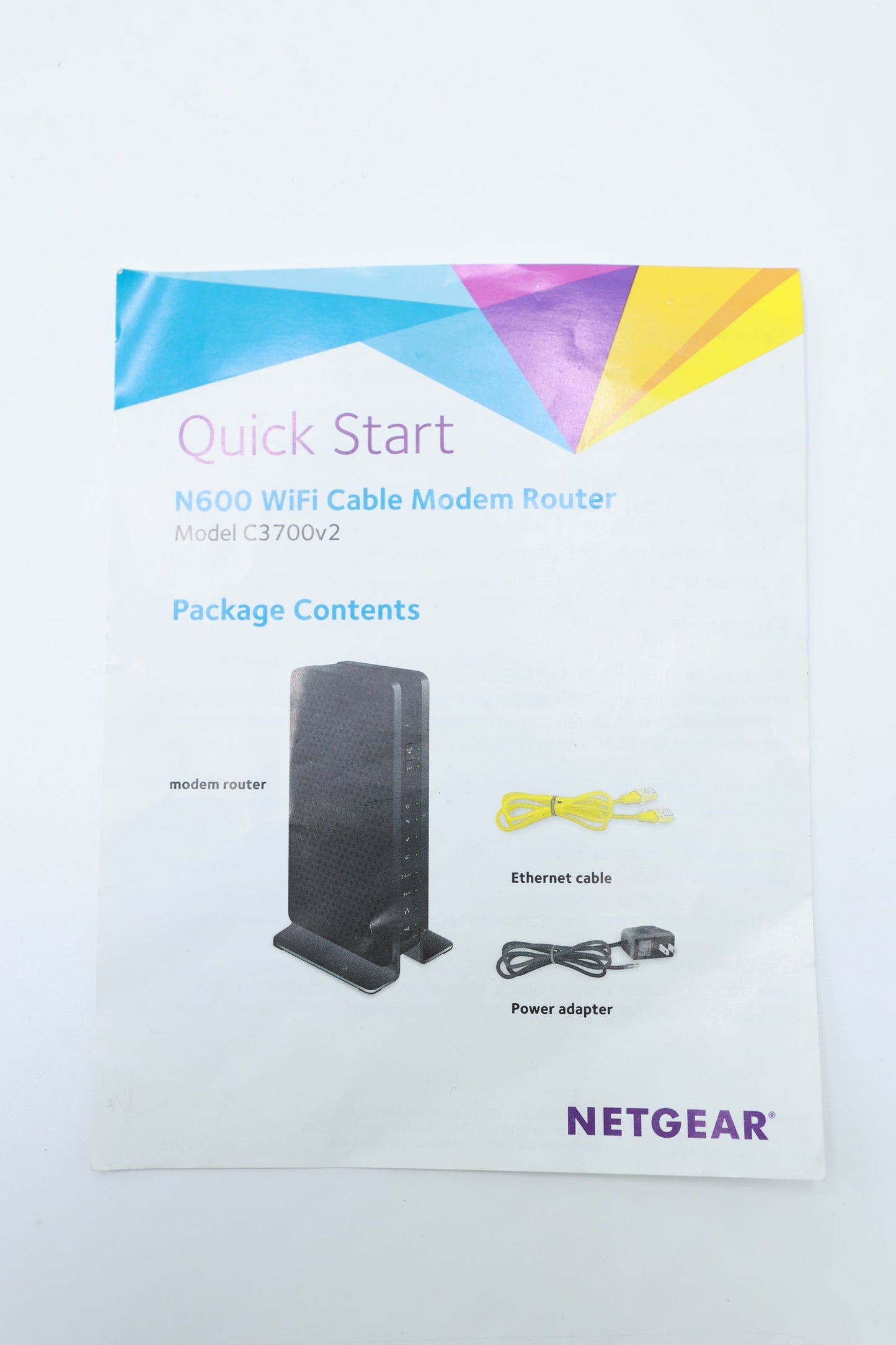 Netgear C3700V2/A3026 C3700 V2 N600 WiFi Cable Modem Router, Used
