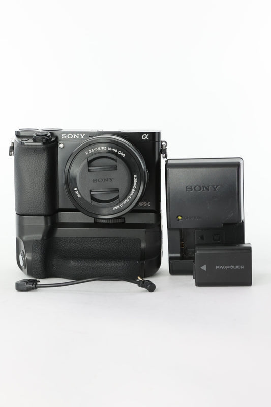 Sony A6000L/6766317, A6000, E PZ 16-50mm f/3.5-5.6 OSS, Black + Meke Battery Grip, Used
