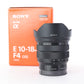 Sony SEL1018/2023532 E 10-18mm f/4 OSS Lens, Used